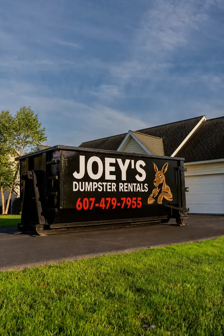 Joey’s Dumpster Rental dumpster delivered for a project in Van Etten